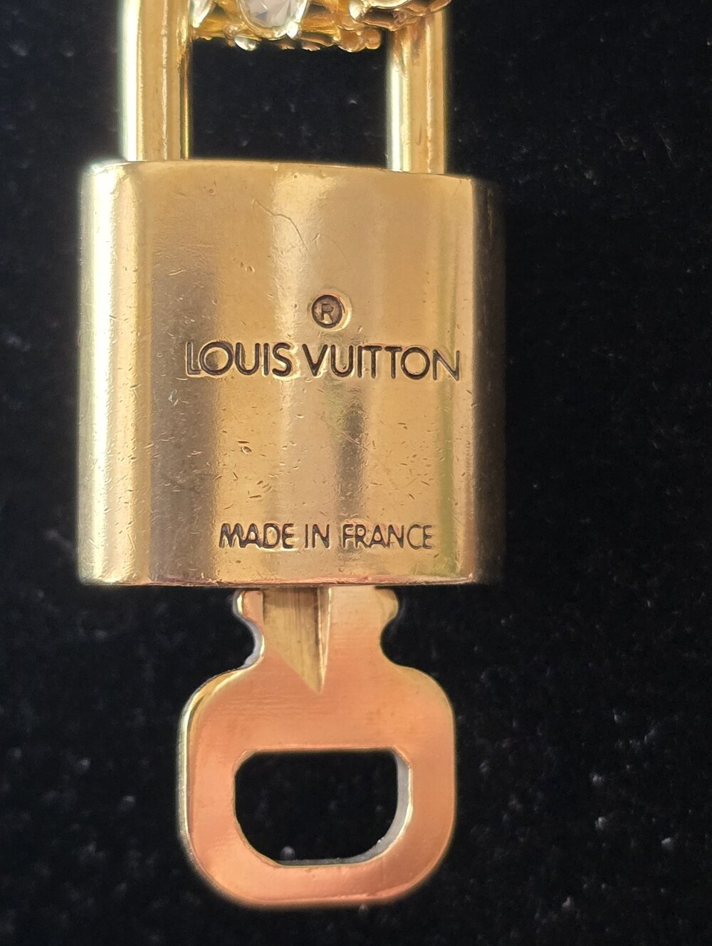 Louis Vuitton Gold Padlock Pendant on Crystal Pavé tennis Chain - Picture 6 of 9